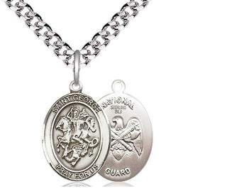 Sterling Silver Saint George National Guard Medal Religious Jewelry