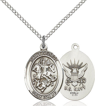 Sterling Silver Saint George Navy Medal Religious Jewelry