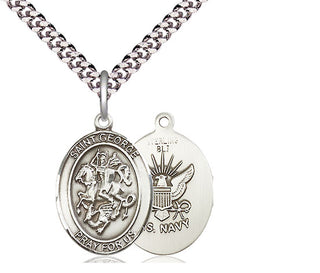 Sterling Silver Saint George Navy Medal Religious Jewelry
