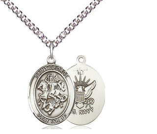 Sterling Silver Saint George Navy Medal Religious Jewelry