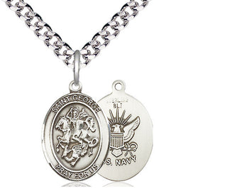 Sterling Silver Saint George Navy Medal Religious Jewelry