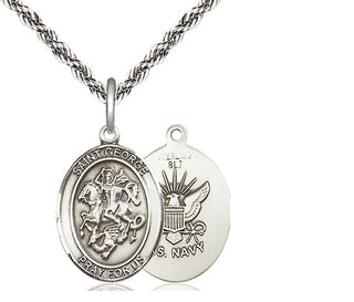 Sterling Silver Saint George Navy Medal Religious Jewelry