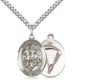 Sterling Silver Saint George Paratrooper Medal Religious Jewelry