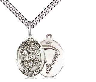Sterling Silver Saint George Paratrooper Medal Religious Jewelry