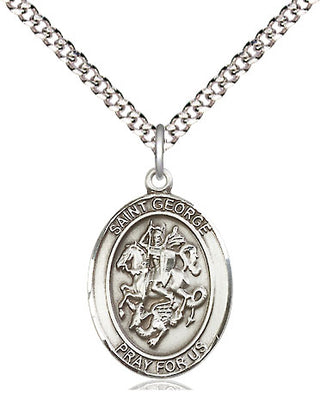 Sterling Silver Saint George Medal Religious Jewelry Engraved Catholic Saint Jewelry