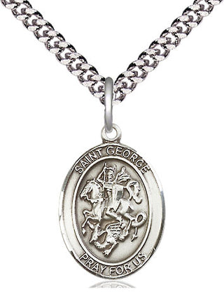 Sterling Silver Saint George Medal Religious Jewelry Engraved Catholic Saint Jewelry