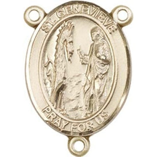 14kt Gold Filled Saint Genevieve Rosary Center Rosary Center Engraved Catholic Saint Jewelry