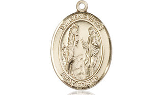 14kt Gold Filled Saint Genevieve Medal Engraved Catholic Saint Jewelry