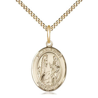 14kt Gold Filled Saint Genevieve Medal Religious Jewelry Engraved Catholic Saint Jewelry