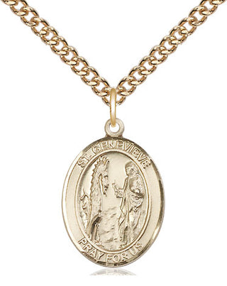 14kt Gold Filled Saint Genevieve Medal Religious Jewelry Engraved Catholic Saint Jewelry