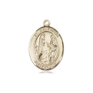 14kt Gold Saint Genevieve Medal Engraved Catholic Saint Jewelry