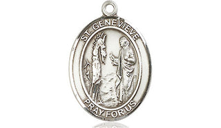 Pewter Saint Genevieve Medal Engraved Catholic Saint Jewelry