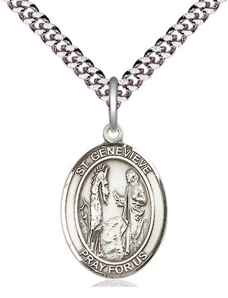Pewter Saint Genevieve Medal Religious Jewelry Engraved Catholic Saint Jewelry