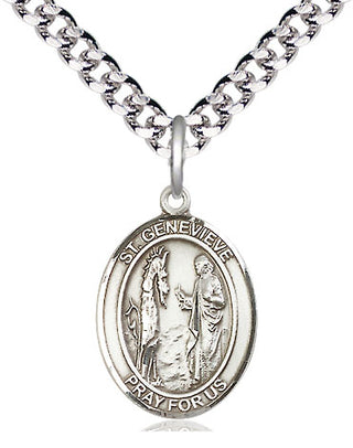 Pewter Saint Genevieve Medal Religious Jewelry Engraved Catholic Saint Jewelry