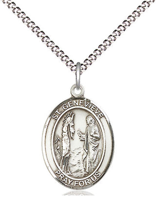 Sterling Silver Saint Genevieve Medal Religious Jewelry Engraved Catholic Saint Jewelry