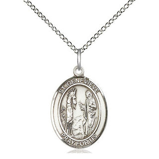 Sterling Silver Saint Genevieve Medal Religious Jewelry Engraved Catholic Saint Jewelry