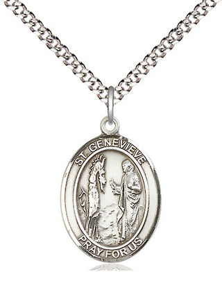 Sterling Silver Saint Genevieve Medal Religious Jewelry Engraved Catholic Saint Jewelry