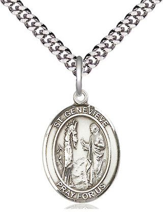 Sterling Silver Saint Genevieve Medal Religious Jewelry Engraved Catholic Saint Jewelry