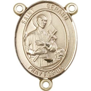 14kt Gold Saint Gerard Majella Rosary Center Rosary Center Engraved Catholic Saint Jewelry