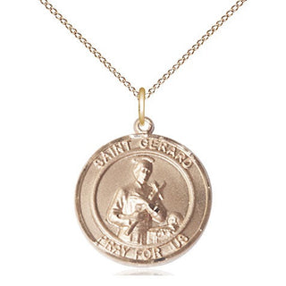 14kt Gold Saint Gerard Medal Engraved Catholic Saint Jewelry