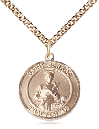 14kt Gold Saint Gerard Medal Engraved Catholic Saint Jewelry