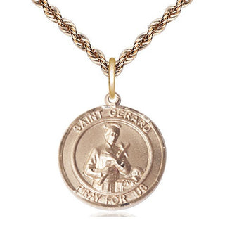 14kt Gold Saint Gerard Medal Engraved Catholic Saint Jewelry