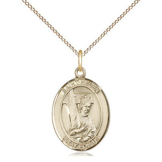 14kt Gold Filled Saint Helen Medal Religious Jewelry Engraved Catholic Saint Jewelry