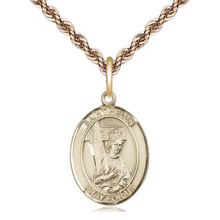 14kt Gold Filled Saint Helen Medal Religious Jewelry Engraved Catholic Saint Jewelry