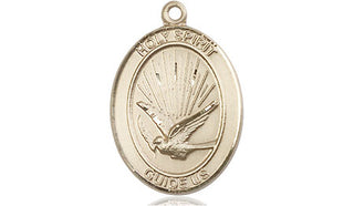 14kt Gold Holy Spirit Medal Engraved Catholic Saint Jewelry