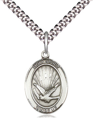 Pewter Holy Spirit Medal Religious Jewelry Engraved Catholic Saint Jewelry