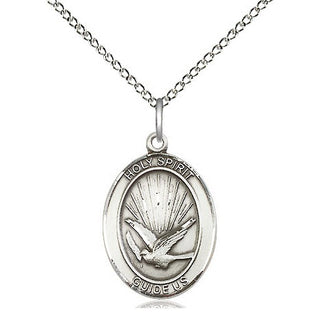 Sterling Silver Holy Spirit Medal Religious Jewelry Engraved Catholic Saint Jewelry
