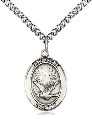 Sterling Silver Holy Spirit Medal Religious Jewelry Engraved Catholic Saint Jewelry