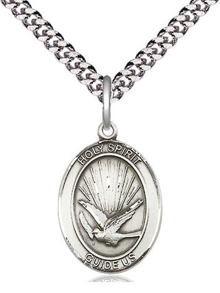 Sterling Silver Holy Spirit Medal Religious Jewelry Engraved Catholic Saint Jewelry