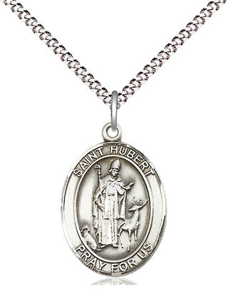 Pewter Saint Hubert of Liege Medal Religious Jewelry Engraved Catholic Saint Jewelry