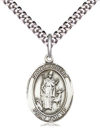 Pewter Saint Hubert of Liege Medal Religious Jewelry Engraved Catholic Saint Jewelry