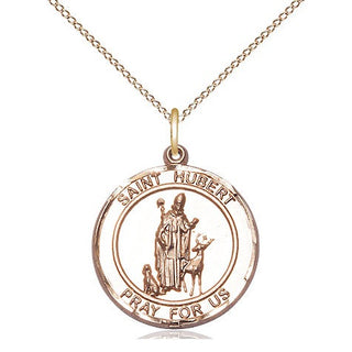 14kt Gold Filled Saint Hubert of Liege Medal Religious Jewelry Engraved Catholic Saint Jewelry