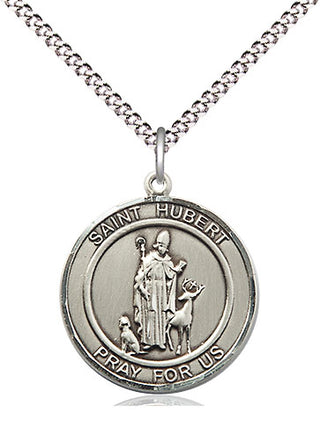 Pewter Saint Hubert of Liege Medal Religious Jewelry Engraved Catholic Saint Jewelry