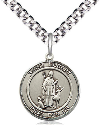 Pewter Saint Hubert of Liege Medal Religious Jewelry Engraved Catholic Saint Jewelry