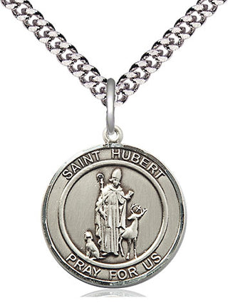 Pewter Saint Hubert of Liege Medal Religious Jewelry Engraved Catholic Saint Jewelry