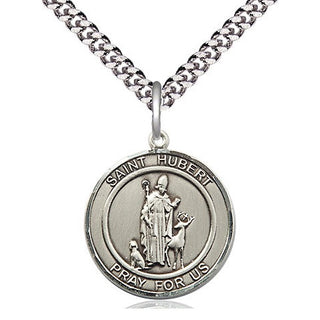 Sterling Silver Saint Hubert of Liege Medal Religious Jewelry Engraved Catholic Saint Jewelry