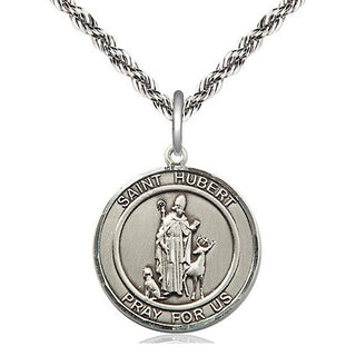 Sterling Silver Saint Hubert of Liege Medal Religious Jewelry Engraved Catholic Saint Jewelry