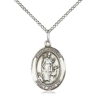 Sterling Silver Saint Hubert of Liege Medal Religious Jewelry Engraved Catholic Saint Jewelry