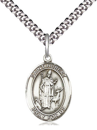 Sterling Silver Saint Hubert of Liege Medal Religious Jewelry Engraved Catholic Saint Jewelry