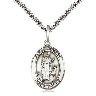 Sterling Silver Saint Hubert of Liege Medal Religious Jewelry Engraved Catholic Saint Jewelry