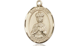 14kt Gold Filled Saint Henry II Medal Engraved Catholic Saint Jewelry
