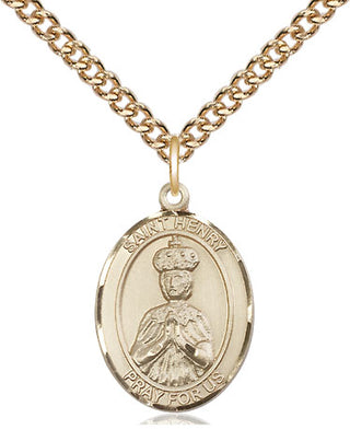 14kt Gold Filled Saint Henry II Medal Religious Jewelry Engraved Catholic Saint Jewelry