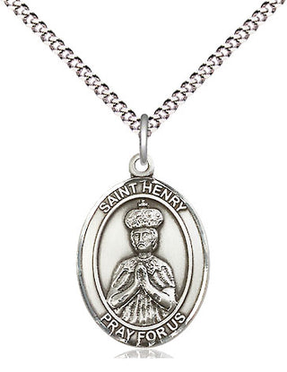 Pewter Saint Henry II Medal Religious Jewelry Engraved Catholic Saint Jewelry