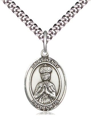 Pewter Saint Henry II Medal Religious Jewelry Engraved Catholic Saint Jewelry