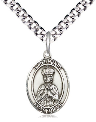 Pewter Saint Henry II Medal Religious Jewelry Engraved Catholic Saint Jewelry