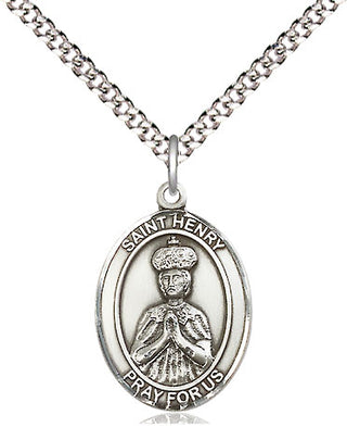 Pewter Saint Henry II Medal Religious Jewelry Engraved Catholic Saint Jewelry